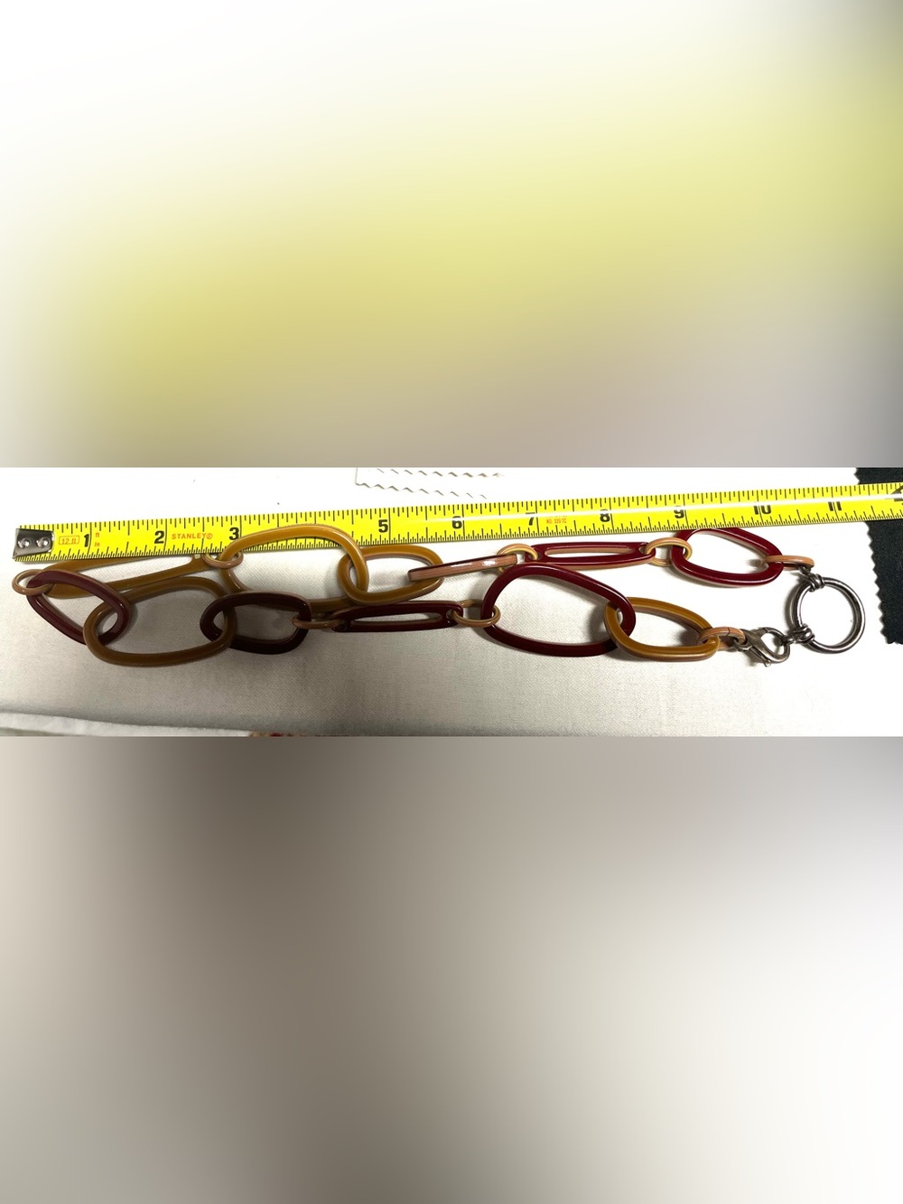 LA LOOP Eyeglasses Holders Necklace Acetate Links Red & Tan Sterling Clasp - Picture 12 of 13
